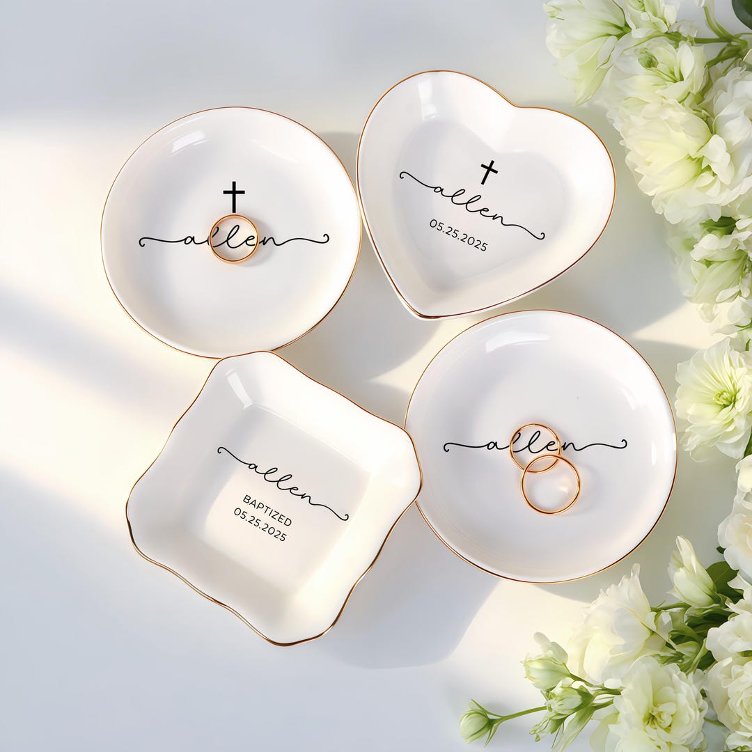Personalized Baptism Ring Dish,custom Cross Jewelry Dish,christening ...