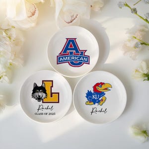 Custom University Logo Jewelry Dish, Personalized Graduation Gift, Class of 2025 Gift, College Graduation Gifts, College Logo Ring Dish