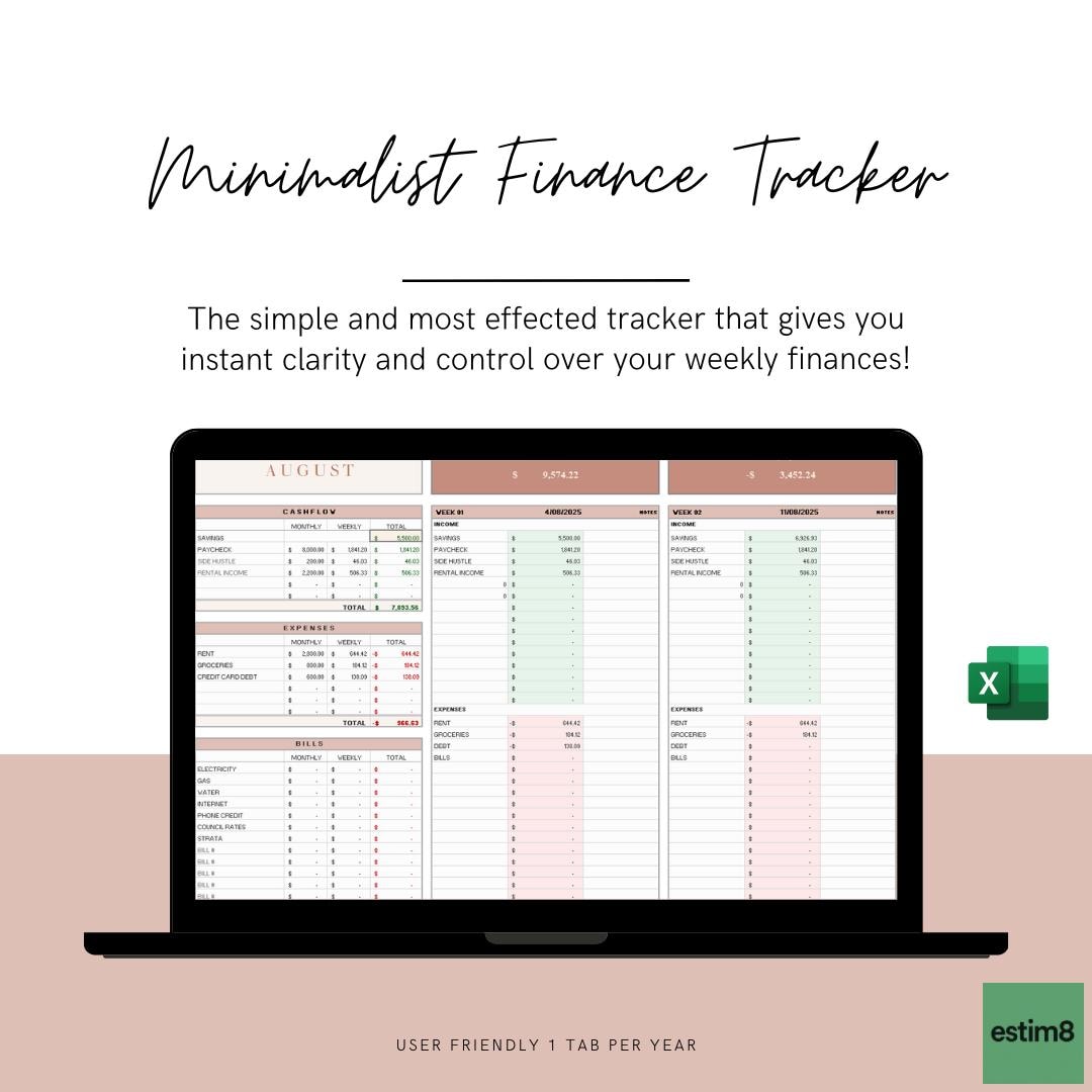 Personal Finance Tracker Spreadsheet - Weekly Budget & Cash Flow ...