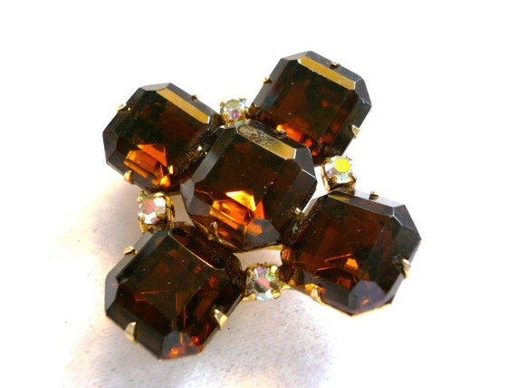 Vintage Mad Men Era Faux Topaz Pin Brooch - image 2