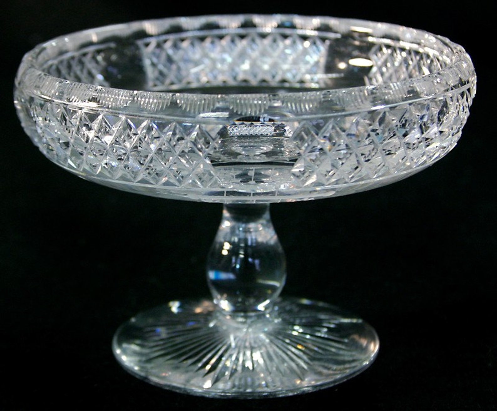 Vintage Hawkes Crystal Footed Compote Etsy