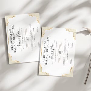 Certificado de matrimonio religioso musulmán