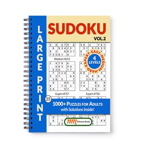 1000+ Sudoku Puzzles, Large Print, Printable PDF | Easy to Expert Levels Vol.2