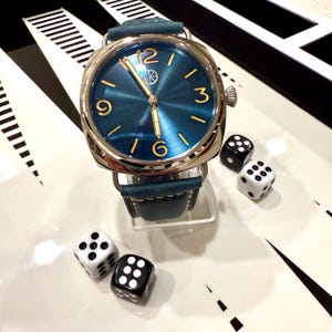 XIXI Time Pieces Italian Naval with Blue Dial & Vintage Blue Leather Strap 47mm