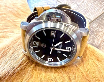 XIXI Time Pieces Naval Model with Black Dial & Tan Leather Strap 40mm