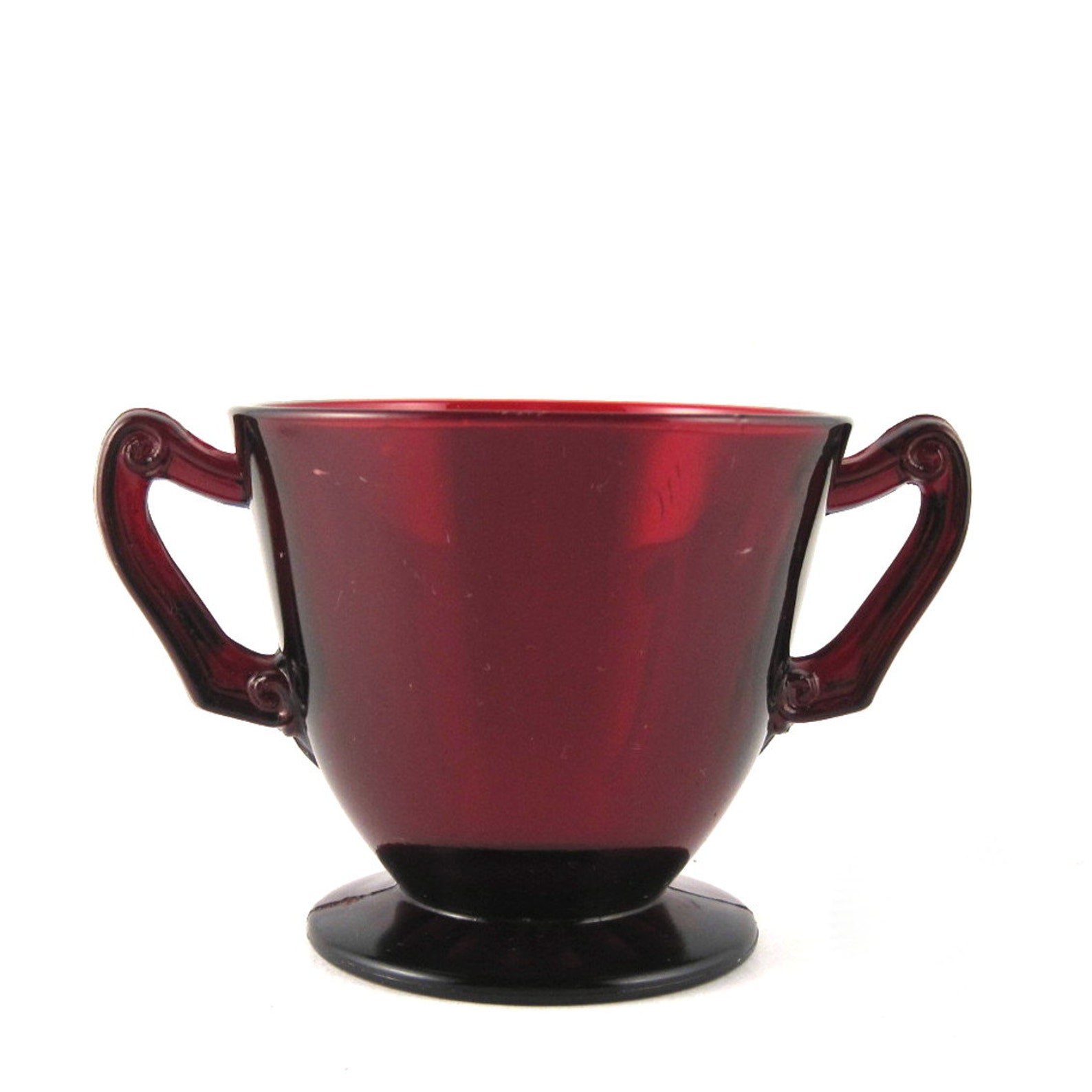 Vintage Ruby Red Glass Sugar Bowl Handled Sugar Bowl Etsy