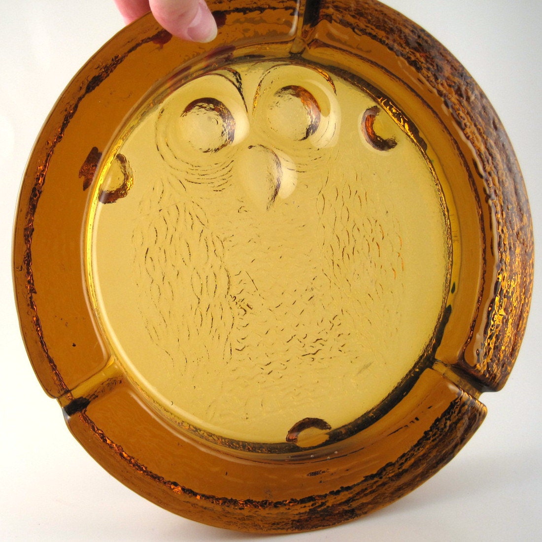 Blenko Amber Glass Owl Ashtray 1970s Glass Ashtray Smoking Etsy