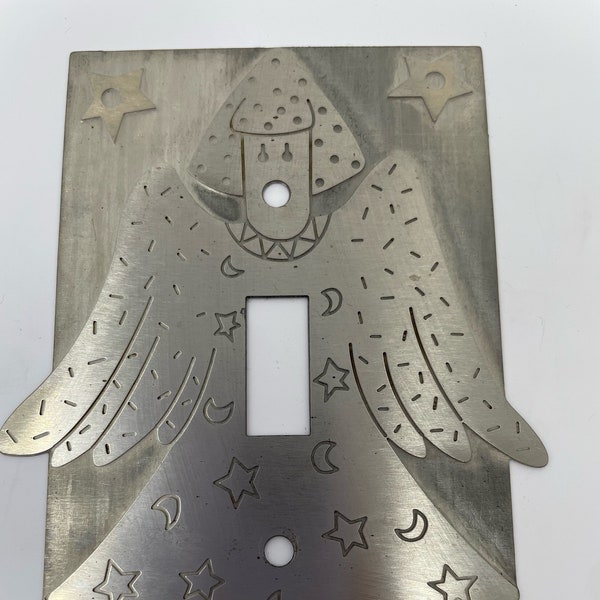 Angel Switch-plate Cover Metal Nickel Silver Etched