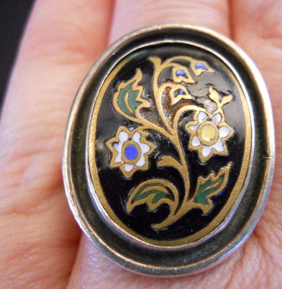 Vintage Button Ring Sterling Ladies Size 7 Handmade - Etsy
