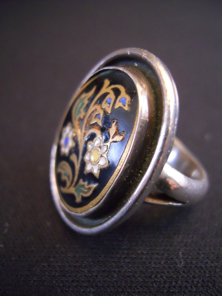 Vintage Button Ring Sterling Ladies Size 7 Handmade Etsy