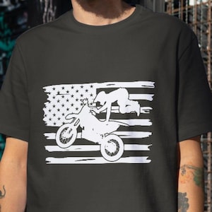 Motocross Silhouette SVG Patriotic American Flag, Dirt Bike Rider SVG PNG Clipart, Motocross Decal Design for Cricut & Sublimation Download