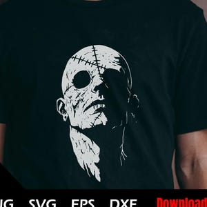 Creepy Skull Face Svg, Digital Download, Horror Skull Head Digital Print, Scary Patch Face Graphics, Png Clipart, Svg Files for Cricut