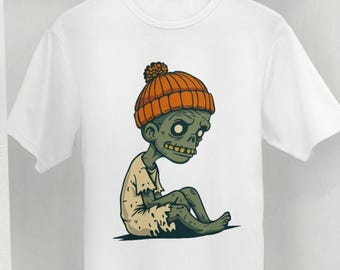 Tired Zombie Svg, Undead Beggar Png, Instant Download, Funny Halloween Svg, Living Dead Graphics, Digital Print, Clipart, Color Layered