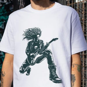 Headbanging Guitarist Svg Png Files, Heavy Metal Guitar Player Silhouette, Rock Band Digital Prints, PNG Sublimation Instant Download