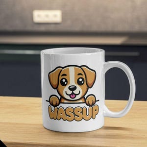 Kawaii Peeking Dog SVG PNG Files, Wassup Cute Puppy Stickers Funny Pet Lover Digital Download, Dog Head Graphic Printable Design for Cricut