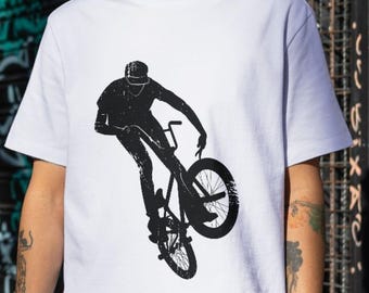 Springen BMX Rider Svg, Biker Silhouette, digitaal bestand, Instant Download, Digitale prints, Action Sport Graphics, Bike Svg, Sports Vector