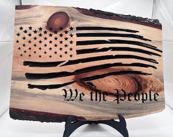 We The People Amerikanische Flagge Holzschild | Vaterländische Kunst | veteran Geschenk | Mann Höhle Dekor | Rustikale USA Flagge | CNC geschnitzt, handgefertigt