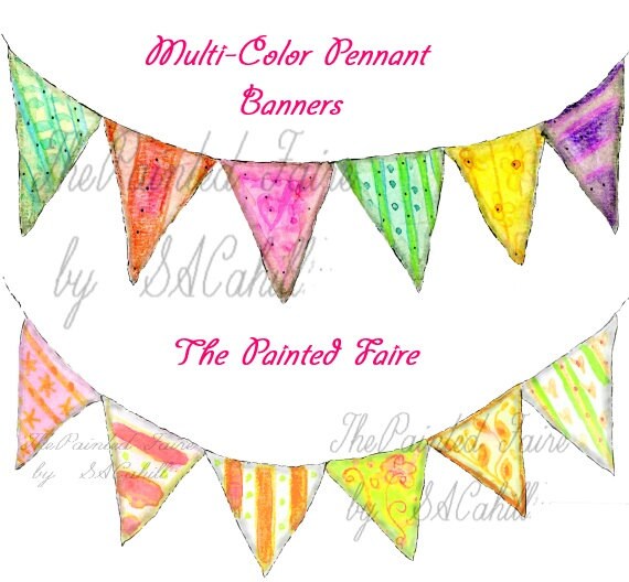 Pennant Banner Clip Art Digital Banner Clip Art Bunting Etsy