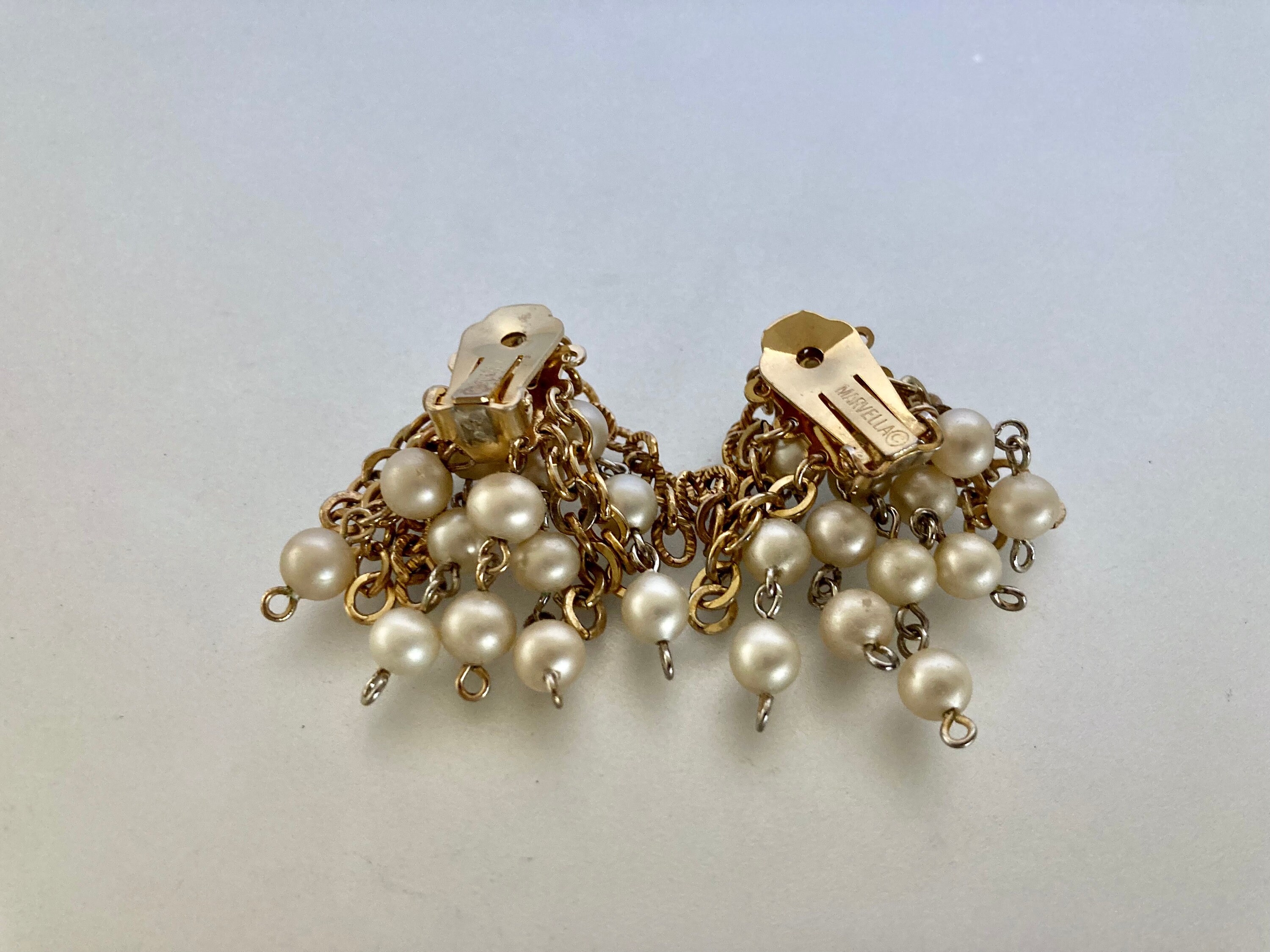 Vintage Marvella Flower Clip on Earrings 2.75 // Large Gold