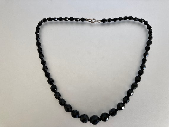 Vintage 1930's Faceted Black Glass Bead Necklace - image 8
