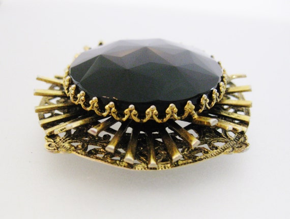 Vintage Victorian Style Black Glass Freirich Brooch Etsy Singapore