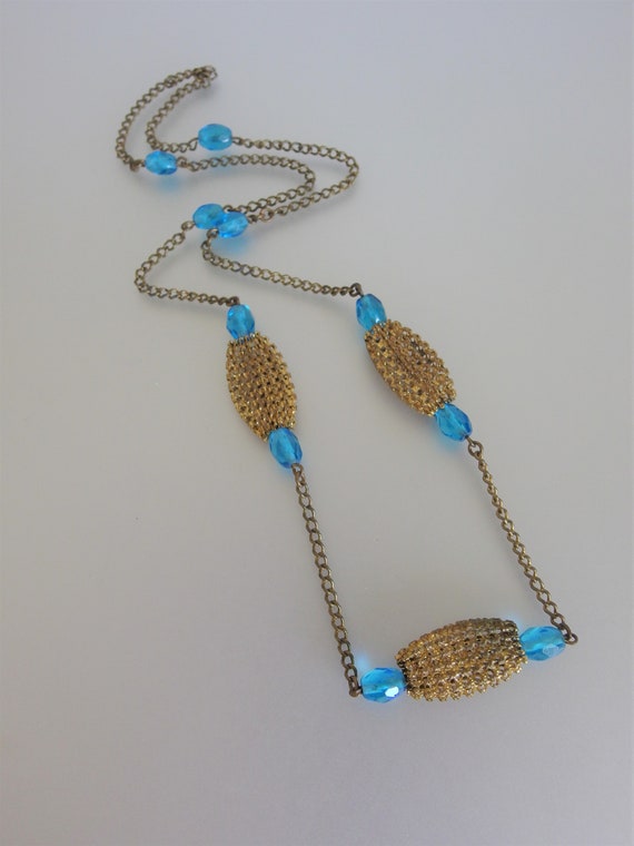 Vintage 1940s Gold Mesh Bead Necklace | Ladies Bl… - image 5