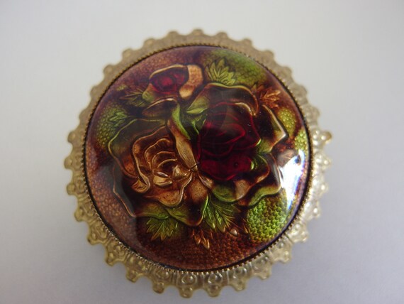 Vintage 1930's Floral Enamel Brooch - image 7