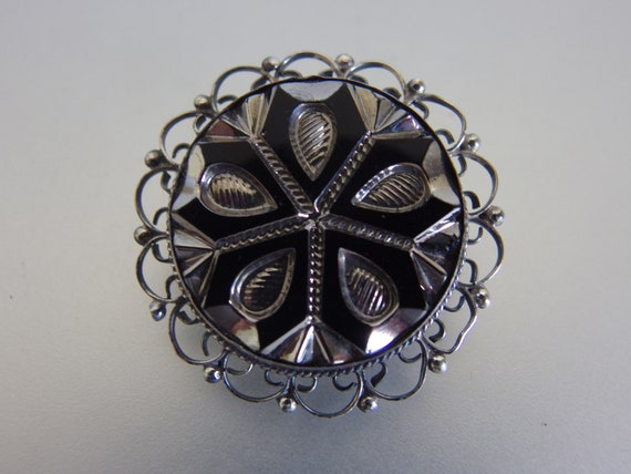 Vintage 1950's Mexico Sterling Silver Carved Glas… - image 2