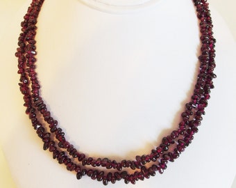 vintage Double Strand Genuine Tumbled Amethyst Gemstone Bead Necklace