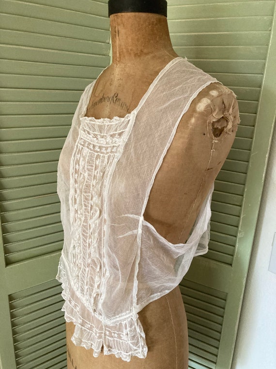 Antique Edwardian Creamy White Netted Lace Camiso… - image 4