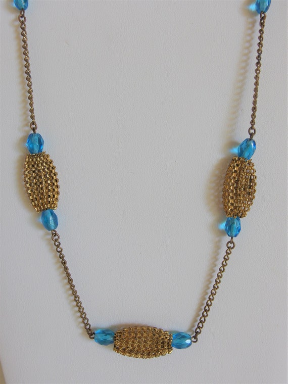 Vintage 1940s Gold Mesh Bead Necklace | Ladies Bl… - image 4