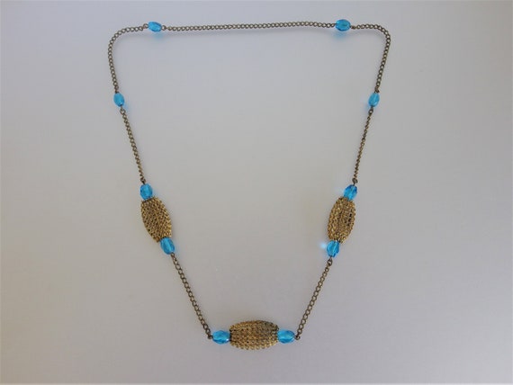 Vintage 1940s Gold Mesh Bead Necklace | Ladies Bl… - image 6