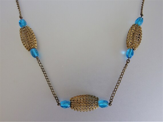 Vintage 1940s Gold Mesh Bead Necklace | Ladies Bl… - image 7