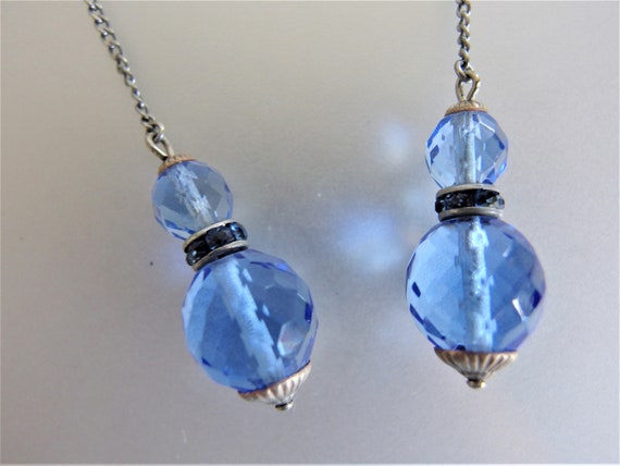 Vintage 1930's Blue Glass Lariat Necklace - image 5