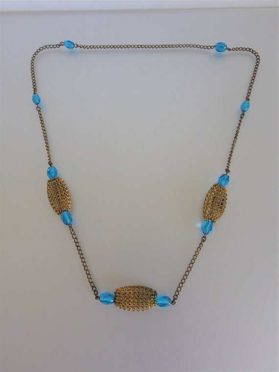 Vintage 1940s Gold Mesh Bead Necklace | Ladies Bl… - image 10