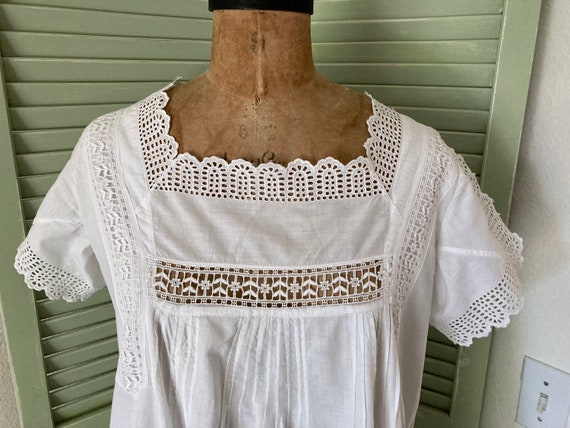 Antique Edwardian White Cotton Lace Insert Ladies… - image 1