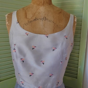Vintage 1980&#39;s Blue Silk Faille Party Dress