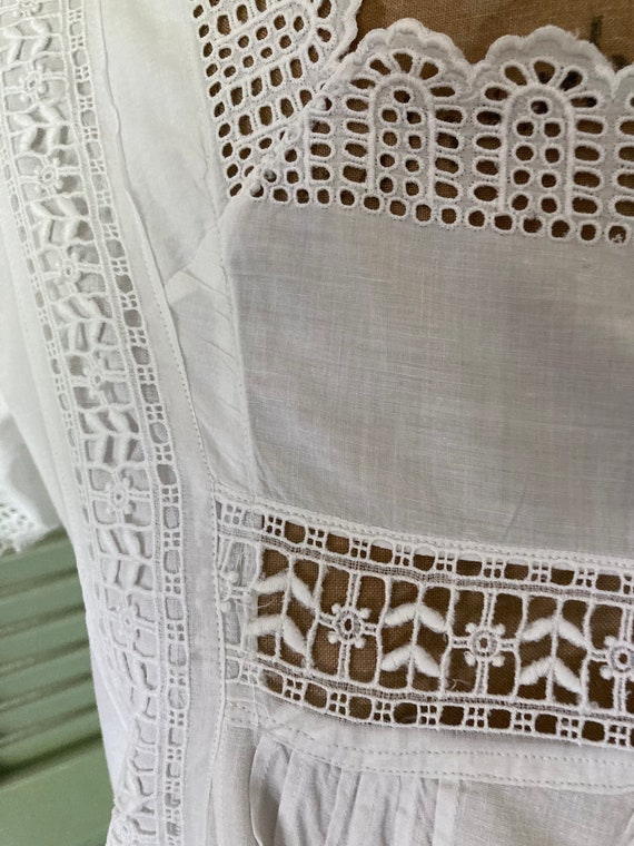 Antique Edwardian White Cotton Lace Insert Ladies… - image 5