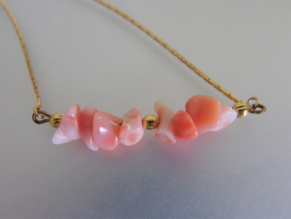 Collier Vintage En Perles De Corail Rose Naturel - Années 50-70, Longueur 41 Cm, 13.5g