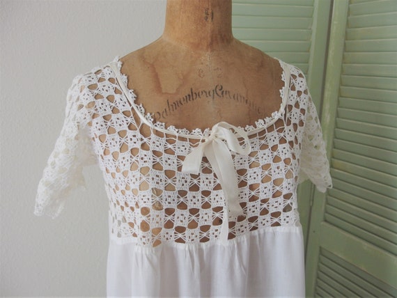 white cotton crochet top