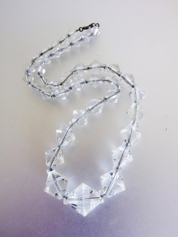 Vintage Lead Crystal Bicone Necklace - image 1