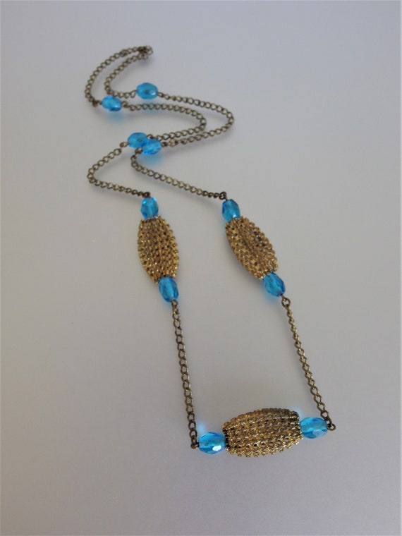 Vintage 1940s Gold Mesh Bead Necklace | Ladies Bl… - image 2