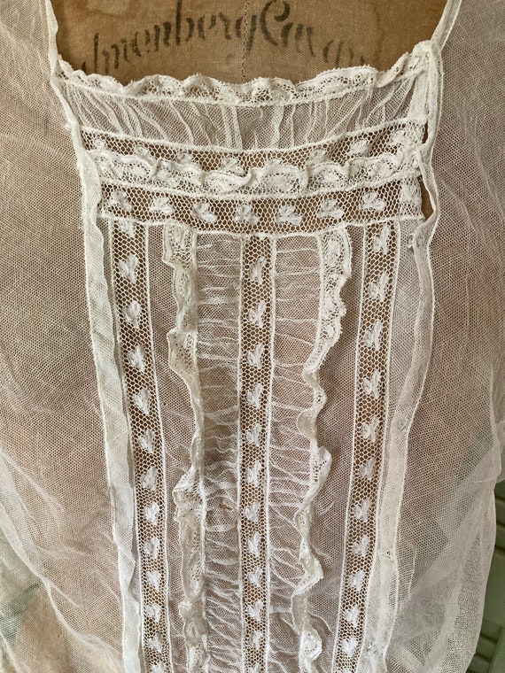 Antique Edwardian Creamy White Netted Lace Camiso… - image 2