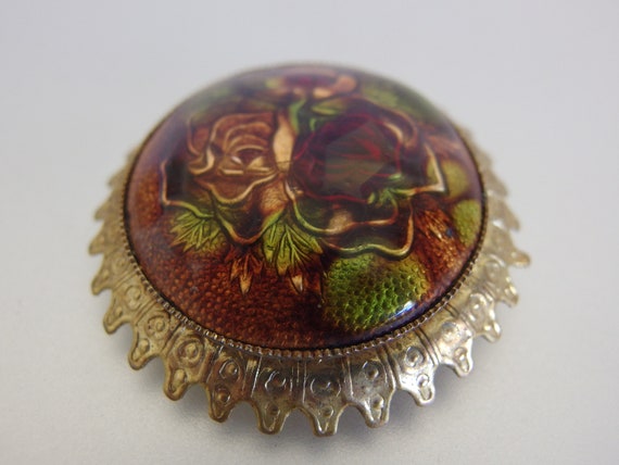 Vintage 1930's Floral Enamel Brooch - image 6