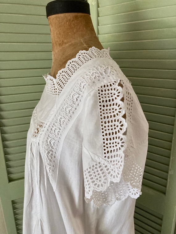 Antique Edwardian White Cotton Lace Insert Ladies… - image 9