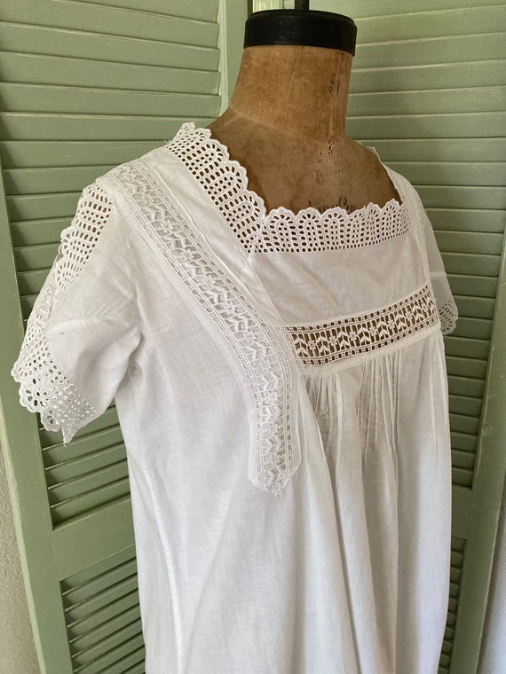 Antique Edwardian White Cotton Lace Insert Ladies… - image 2