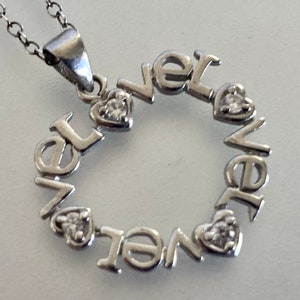 Vintage Sterling Silver Love Heart Pendant Necklace