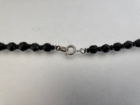 Vintage 1930's Faceted Black Glass Bead Necklace - image 9