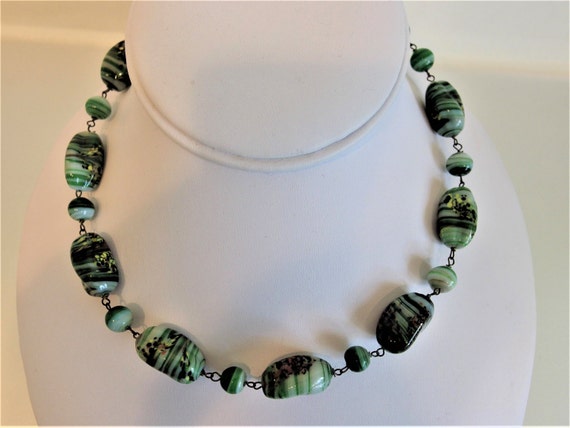 Vintage Art Glass Bead Necklace - image 5