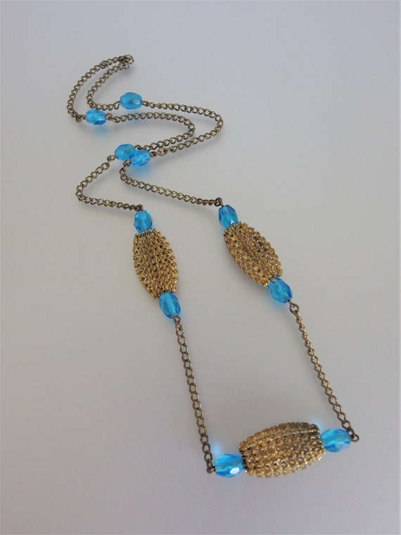 Vintage 1940s Gold Mesh Bead Necklace | Ladies Bl… - image 9